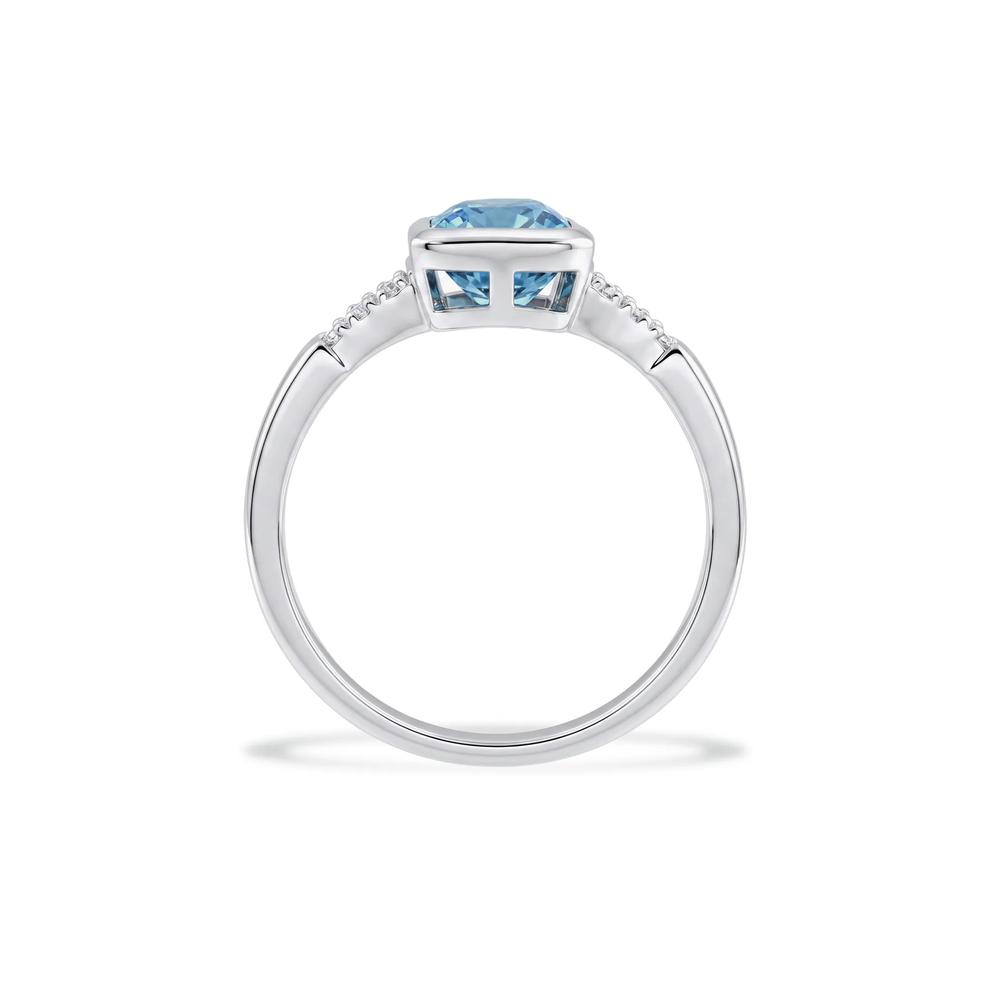 Swiss Blue Topaz &amp; Diamond Ring in 10K White Gold (1/10 ct. tw.) – Image 2 of 4