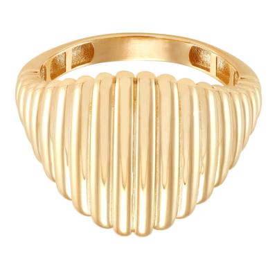 Polished Wide Ribbed Ring in 14K Yellow Gold