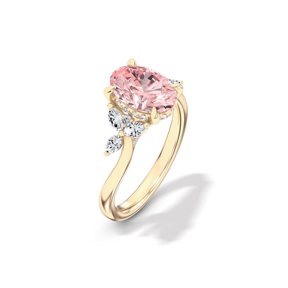 Lab Grown Diamond Pink Oval Engagement Ring in 14K Yellow Gold (2 1/2 ct. tw.) – Image 4 of 4
