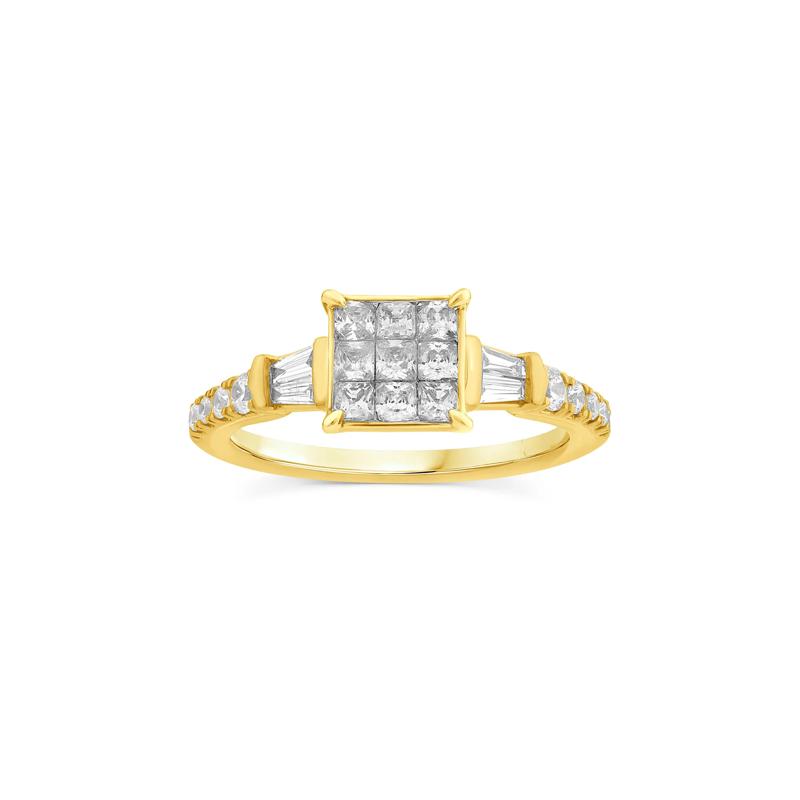 Princess-Cut Diamond Composite Engagement Ring in 10K Yellow Gold (3/4 ct. tw.) – Image 1 of 3