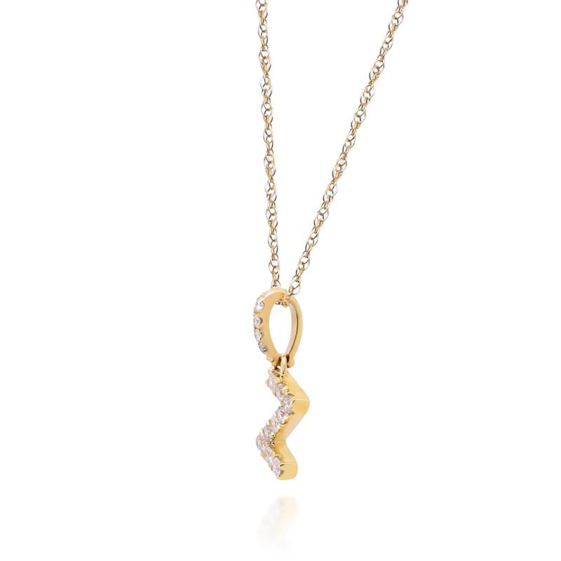 Diamond Z Initial Pendant in 10K Yellow Gold &#40;1/10 ct. tw.&#41;  – Image 2 of 4