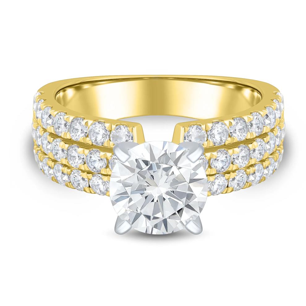 Lab Grown Diamond Triple Row Semi-Mount Engagement Ring in 14K Yellow &amp; White Gold (1 1/4 ct. tw.) (Setting Only) – Image 4 of 6