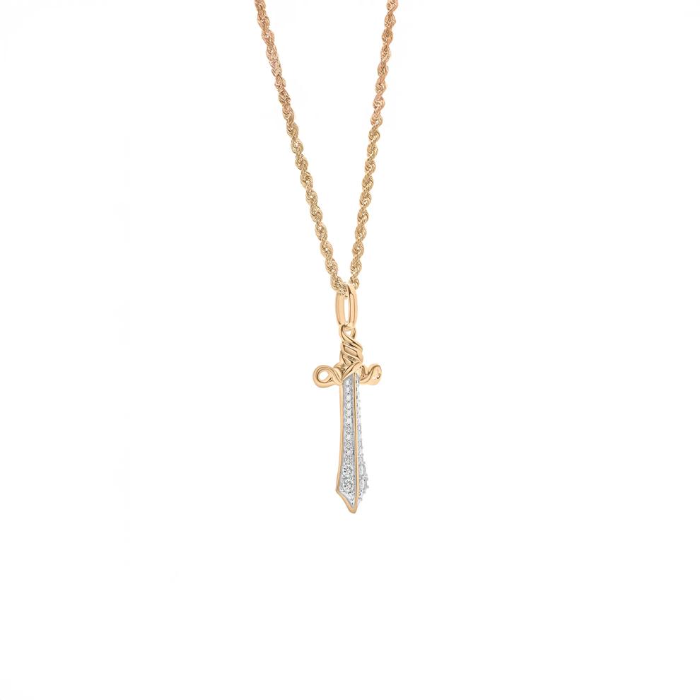 Men's Diamond Sword Pendant Necklace in 10K Yellow Gold (1/4 ct. tw.) – Image 4 of 4