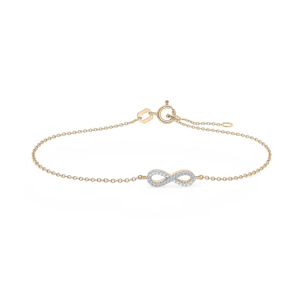 Diamond Accent Infinity Bracelet in 10K Yellow Gold, 7.25" – Image 1 of 2