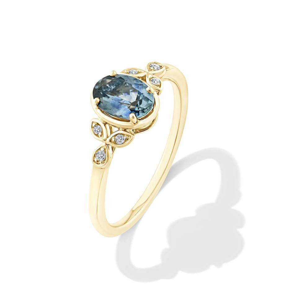 Montana Blue Sapphire &amp; Diamond Accent Ring in 10K Yellow Gold – Image 4 of 4