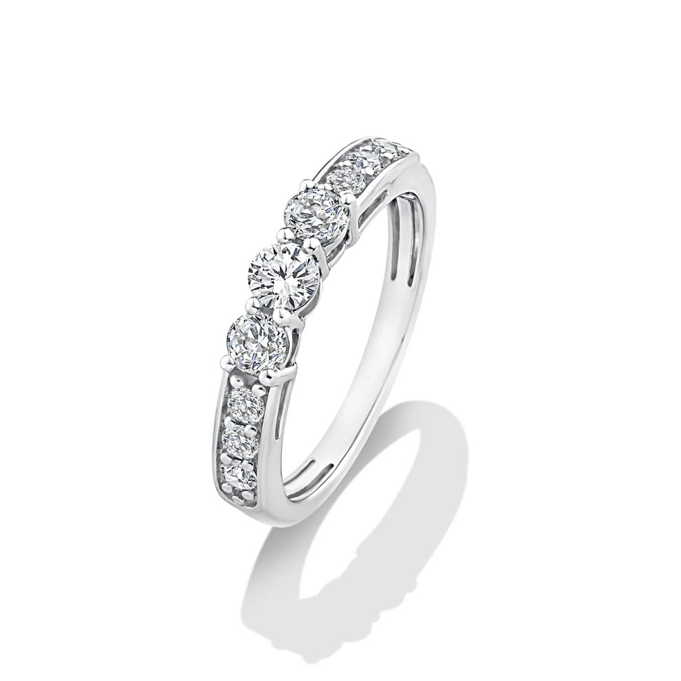 Lab Grown Diamond Round Center Three-Stone Engagement Set in 10K White Gold (4 ct. tw.) – Image 6 of 6