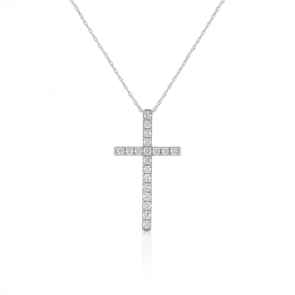 Diamond Cross Pendant in 14K White Gold (1/2 ct. tw.) – Image 1 of 3