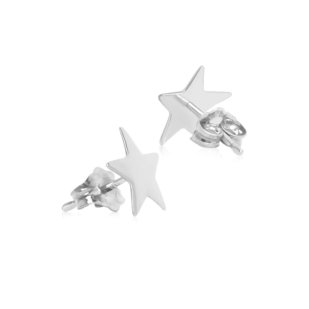 Star Stud Earrings in 14K White Gold – Image 2 of 2