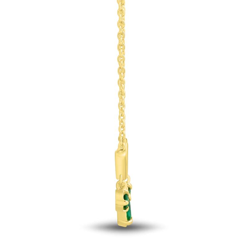 Lab-Created Emerald Curved Bar Dangle Necklace in Vermeil – Image 2 of 3