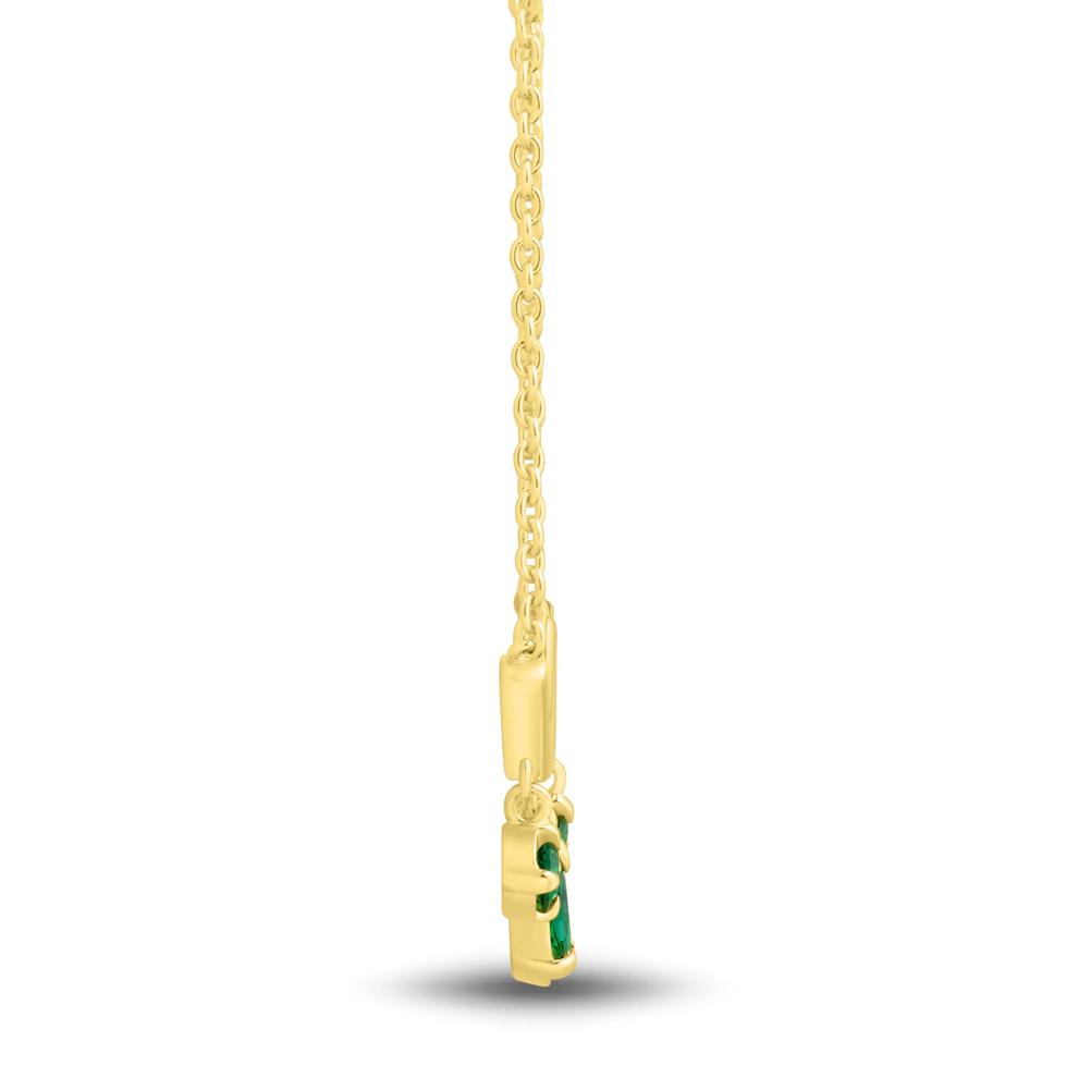 Lab-Created Emerald Curved Bar Dangle Necklace in Vermeil – Image 2 of 3