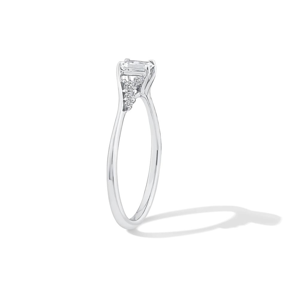 Lab Grown Diamond Emerald Center Promise Ring in 10K White Gold