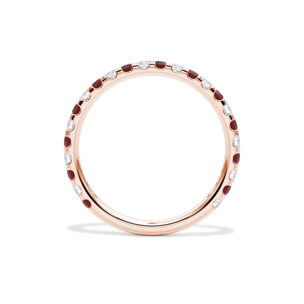 Lab Grown Diamond &amp; Lab-Created Ruby Anniversary Band in 14K Rose Gold (1/3 ct. tw.) – Image 2 of 4