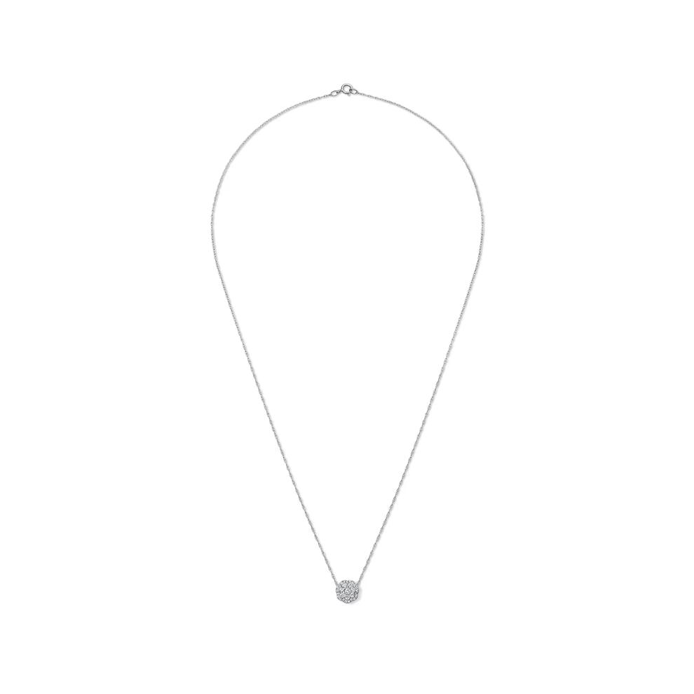 Diamond Floral Composite Pendant Necklace in 10K White Gold (1/4 ct. tw.) – Image 3 of 4