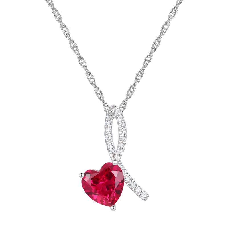 Heart-Shaped Lab-Created Ruby and Lab-Created White Sapphire Box Set in Sterling Silver – Image 2 of 5