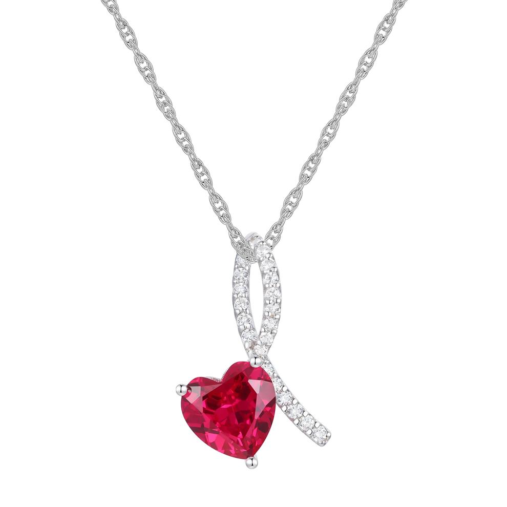 Heart-Shaped Lab-Created Ruby and Lab-Created White Sapphire Box Set in Sterling Silver – Image 2 of 5