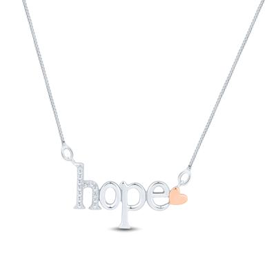 Diamond Accent Hope Pendant in Sterling Silver & 14K Rose Gold
