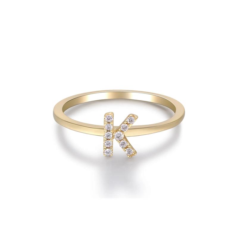 Diamond Accent "K" Initial Ring in 10K Yellow Gold – Image 5 of 5