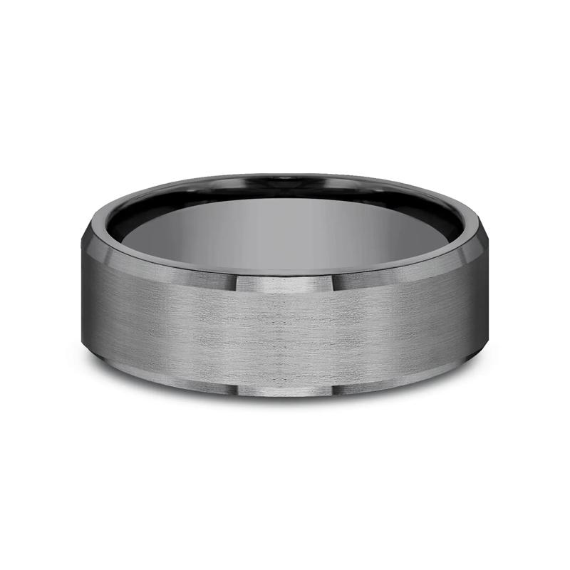 Men&#39;s Black Satin Finish Band in Tantalum, 7MM – Image 1 of 3