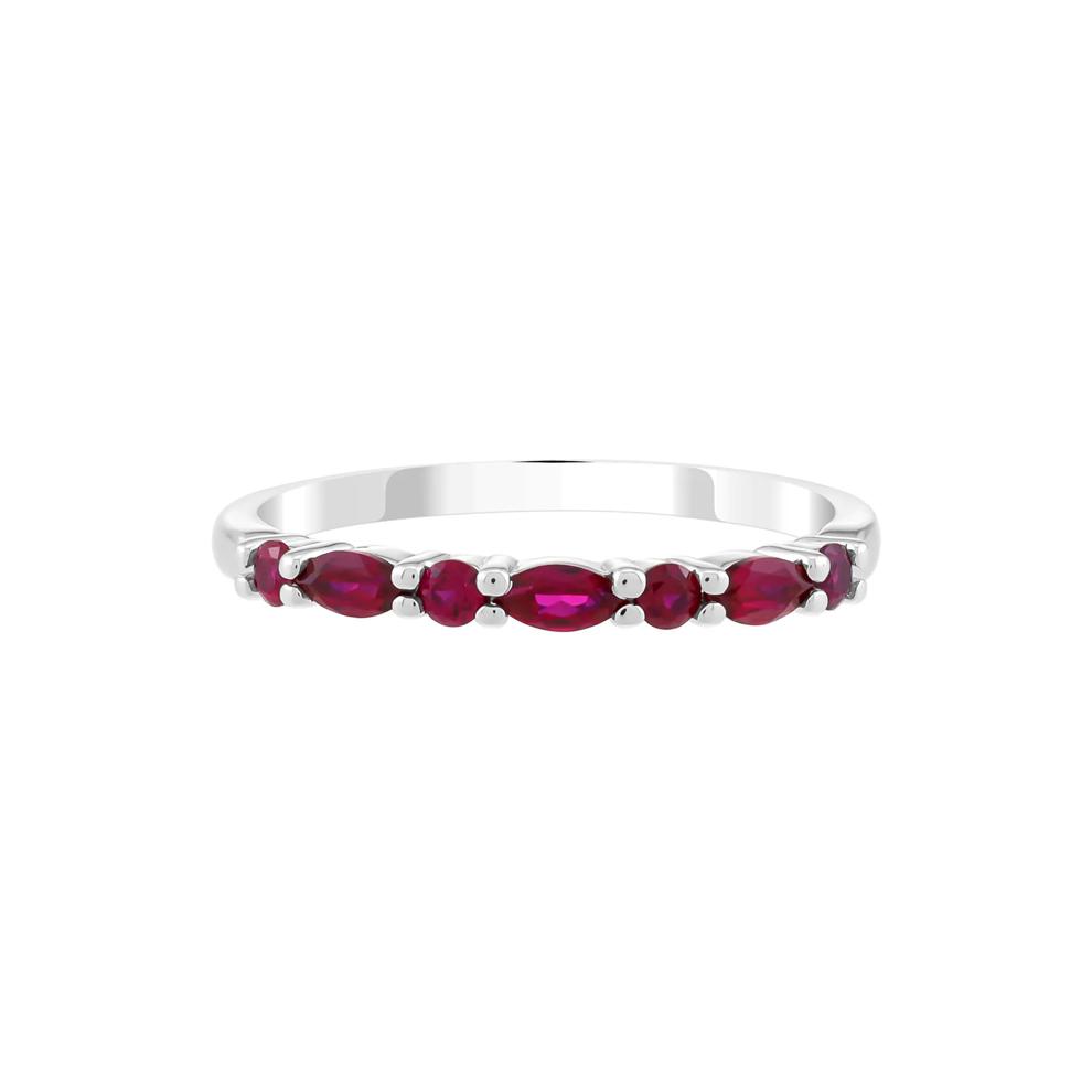 Lab-Created Ruby Stack Ring in Sterling Silver – Image 1 of 3