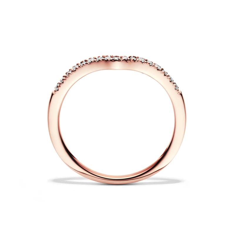 Chevron Wedding Band with Pav&eacute; Diamonds in 10K Rose Gold &#40;1/10 ct. tw.&#41; – Image 2 of 4