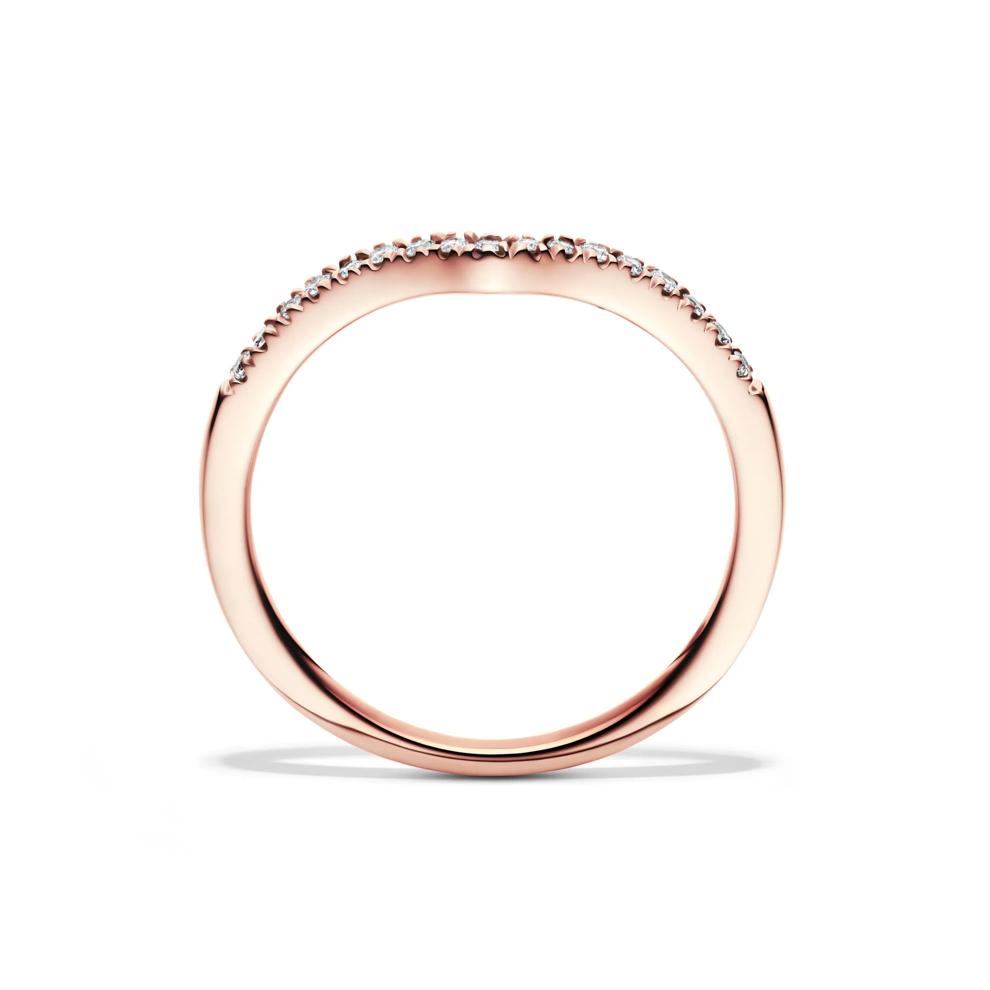 Chevron Wedding Band with Pav&eacute; Diamonds in 10K Rose Gold (1/10 ct. tw.) – Image 2 of 5