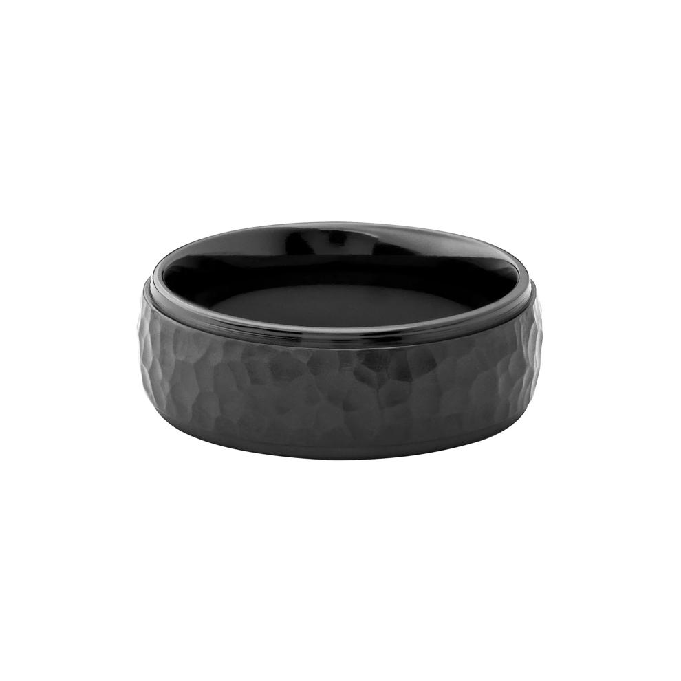 Men&rsquo;s Grooved Edges Wedding Band in Black Zirconium, 8MM – Image 1 of 3