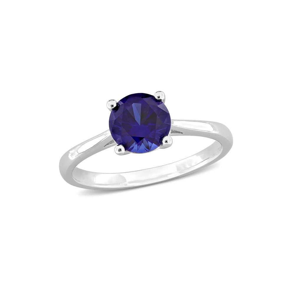 Lab-Created Blue Sapphire Ring in Sterling Silver – Image 4 of 7