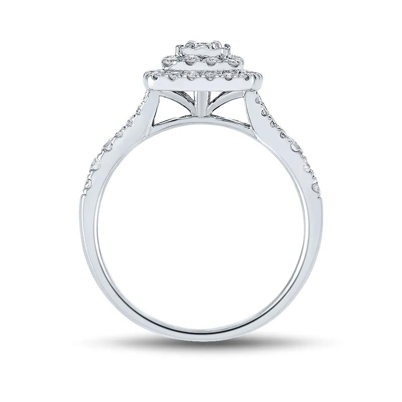 Princess-Cut Double-Halo Diamond Engagement Ring in 10K White Gold &#40;1/2 ct. tw.&#41; – Image 2 of 3