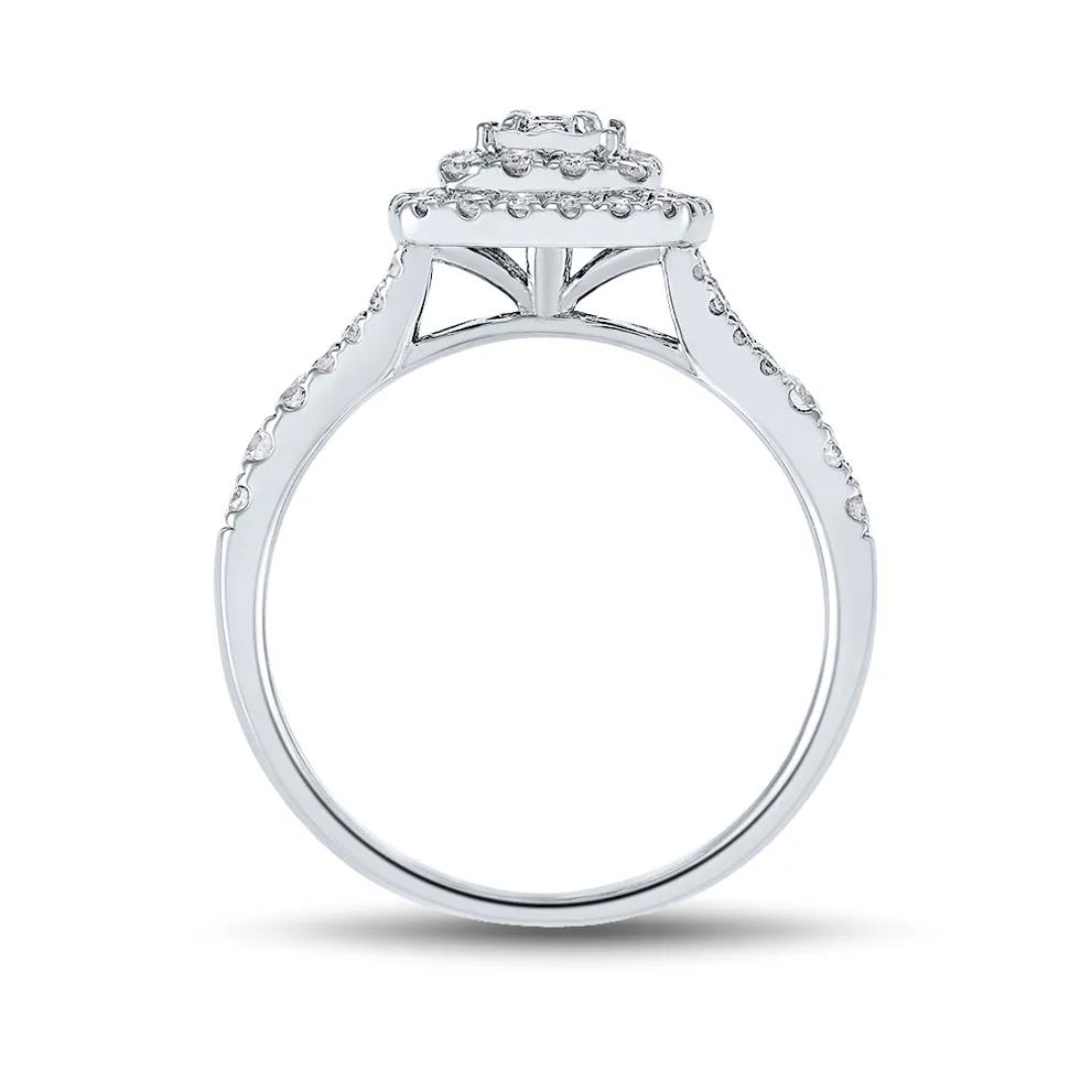 Princess-Cut Double-Halo Diamond Engagement Ring in 10K White Gold (1/2 ct. tw.) – Image 2 of 3