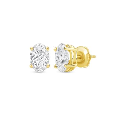 Lab Grown Diamond Oval-Shaped Solitaire Stud Earrings in 14K Yellow Gold (3/4 ct. tw.)