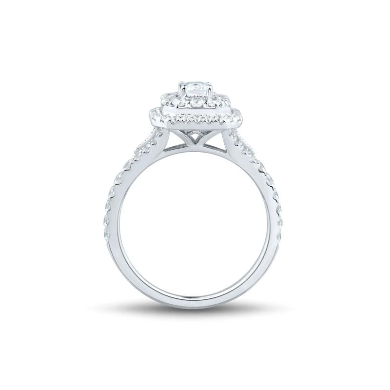 Diamond Emerald-Cut Double Halo Engagement Ring in 10K White Gold &#40;1 ct. tw.&#41;  – Image 2 of 3