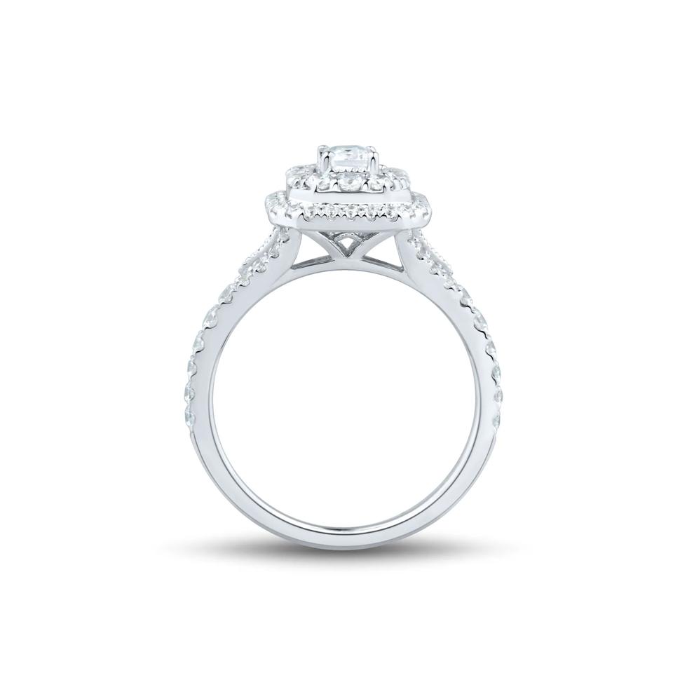 Diamond Emerald-Cut Double Halo Engagement Ring in 10K White Gold (1 ct. tw.)  – Image 2 of 3