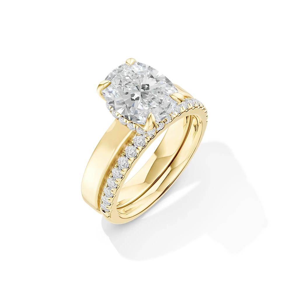 Lab Grown Diamond Elongated Cushion Bridal Set in 14K Yellow Gold (4 ct. tw.) – Image 2 of 6