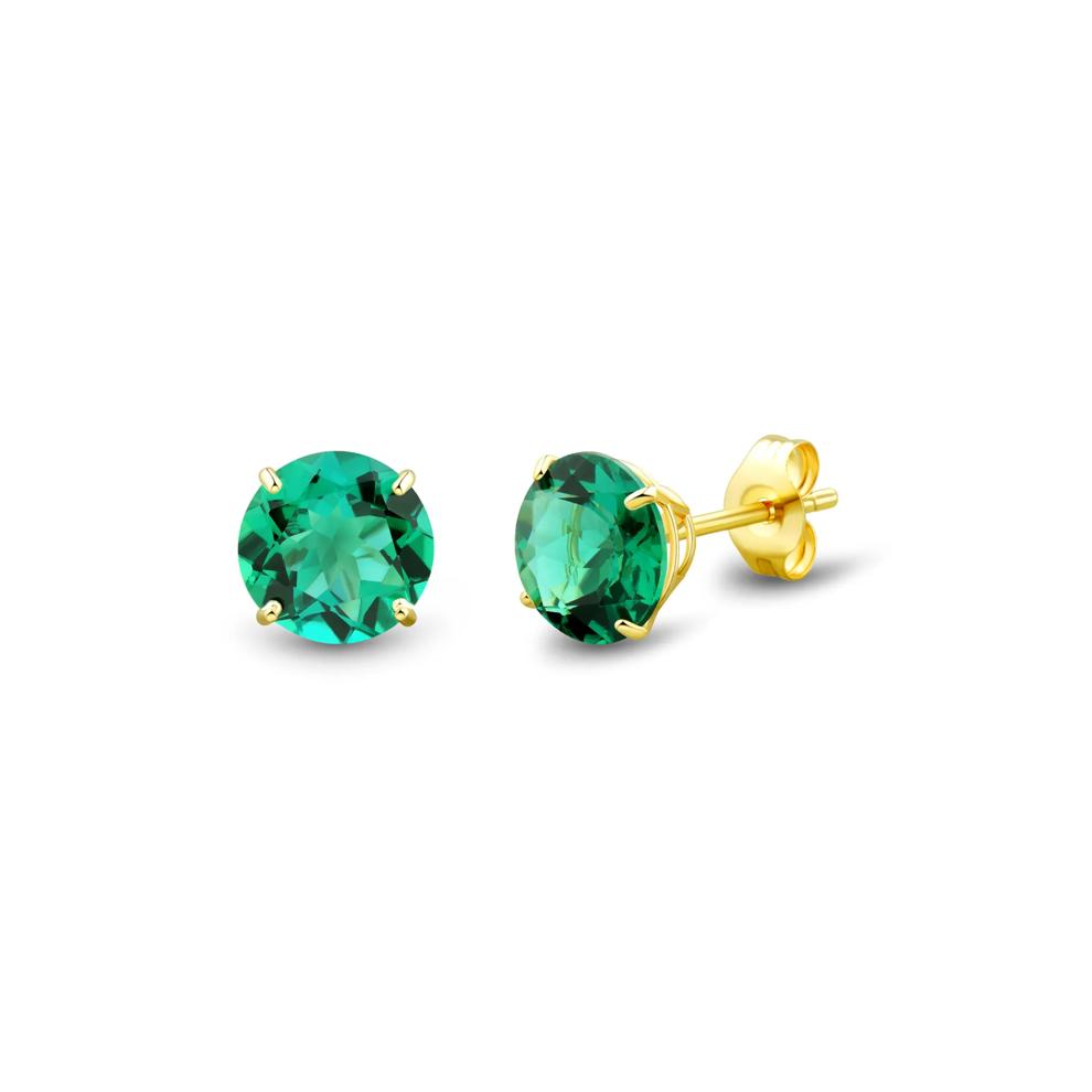 Lab Grown Diamond and Lab-Created Emerald Stud Earring Box Set in Vermeil &amp; 10K Yellow Gold (1/4 ct. tw.) – Image 6 of 7