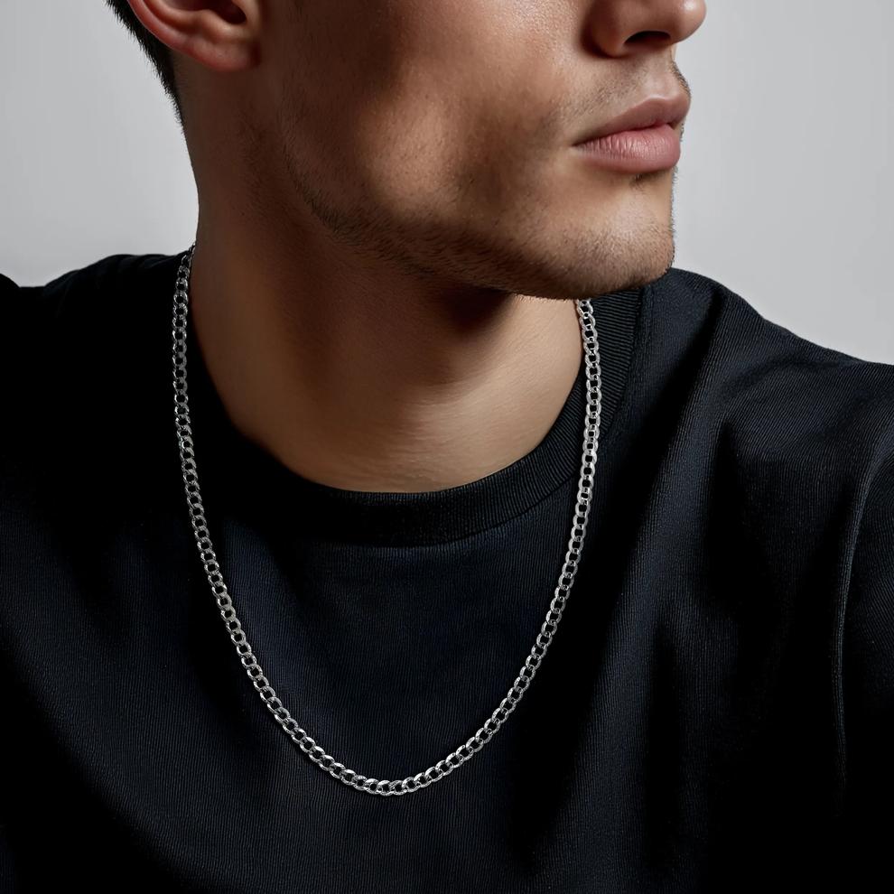 Solid Curb Chain in 14K White Gold, 3.6MM, 22&rdquo;  – Image 4 of 4