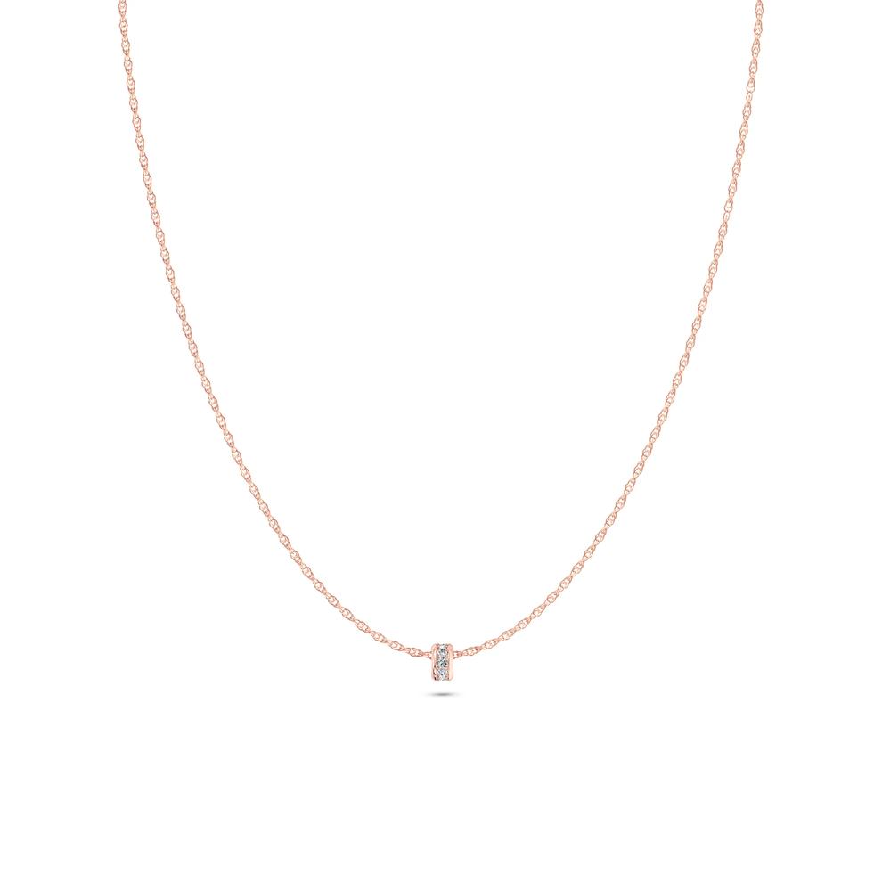 Diamond Rondelle Slider Pendant Necklace in 10K Rose Gold (1/4 ct. tw.) – Image 1 of 4