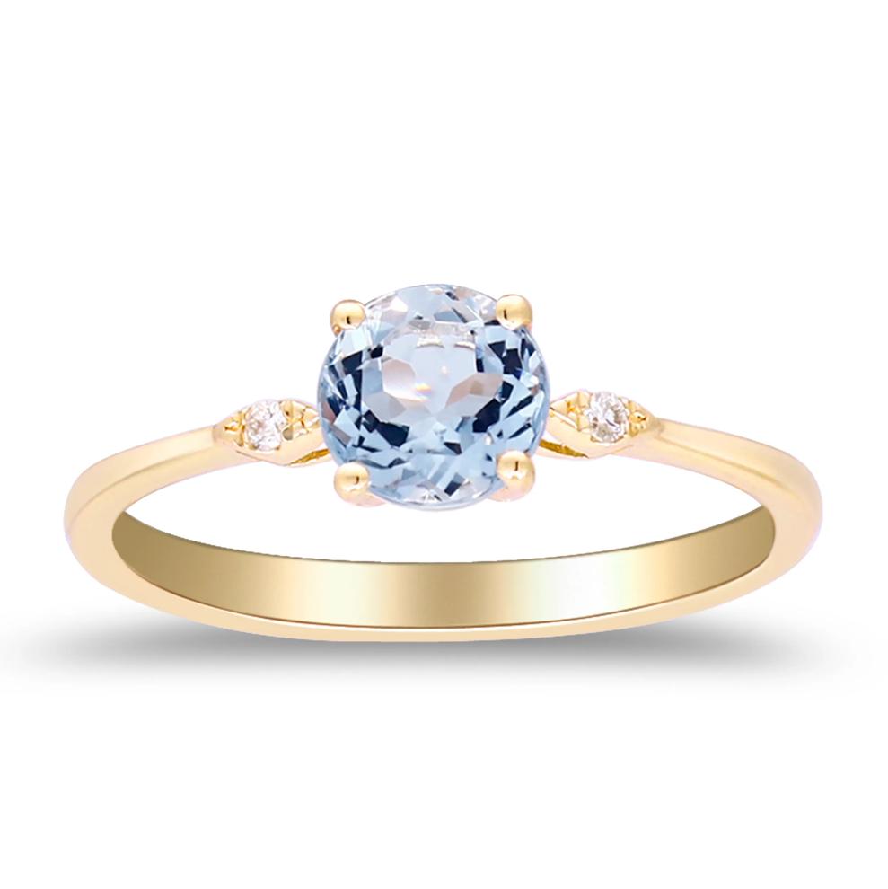 Aquamarine &amp; Diamond Ring in 10K Yellow Gold – Image 5 of 5
