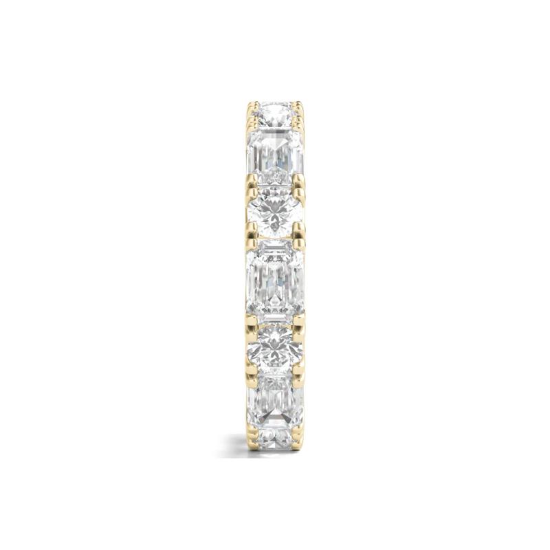 Round and Emerald-Cut Lab Grown Diamond Eternity Band in 14k Yellow Gold (5 ct. tw.) – Image 3 of 3