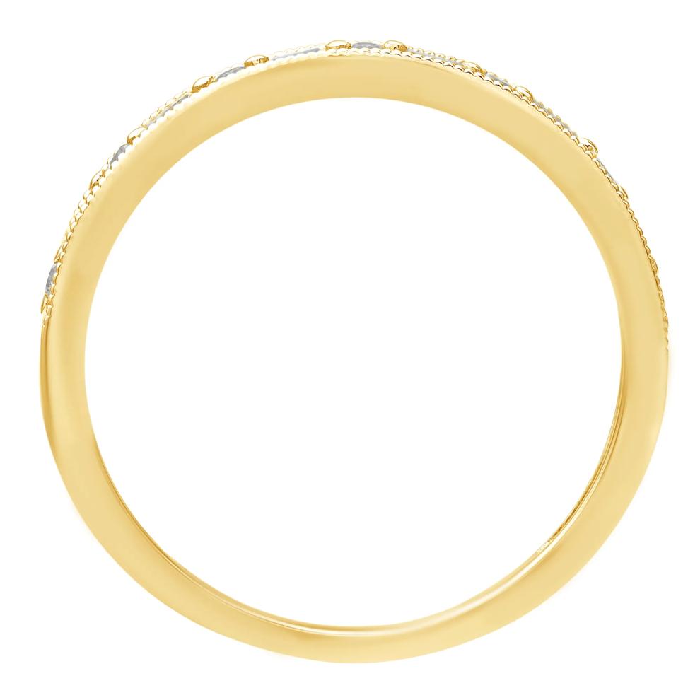 Baguette &amp; Round Diamond Stack Band in 10K Yellow Gold (1/7 ct. tw.) – Image 2 of 3