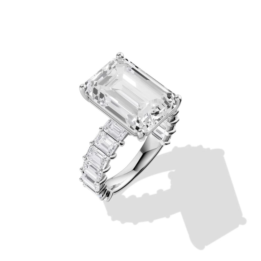 Lab Grown Diamond Emerald-Cut Center Engagement Ring in Platinum (11 1/2 ct. tw.) – Image 2 of 4