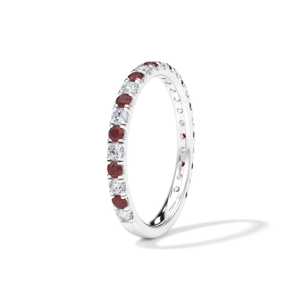 Lab Grown Diamond &amp; Lab-Created Ruby Anniversary Band in 14K White Gold (1/3 ct. tw.) – Image 3 of 4