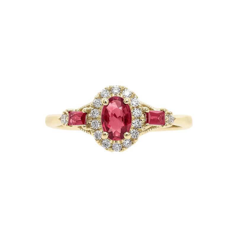 Ruby &amp; 1/7 ct. tw. Diamond Ring in 10K Yellow Gold – Image 1 of 3