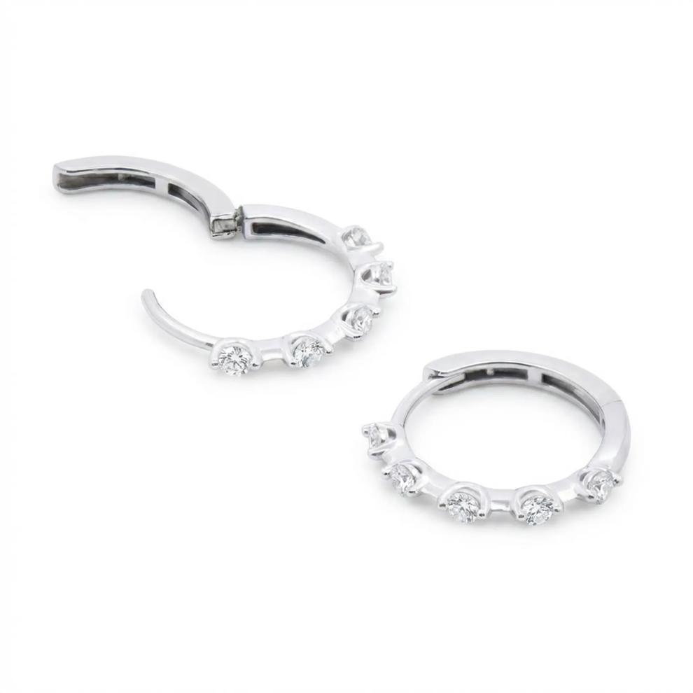 Diamond Hoop Earrings in 10K White Gold (1/3 ct. tw.) – Image 2 of 2