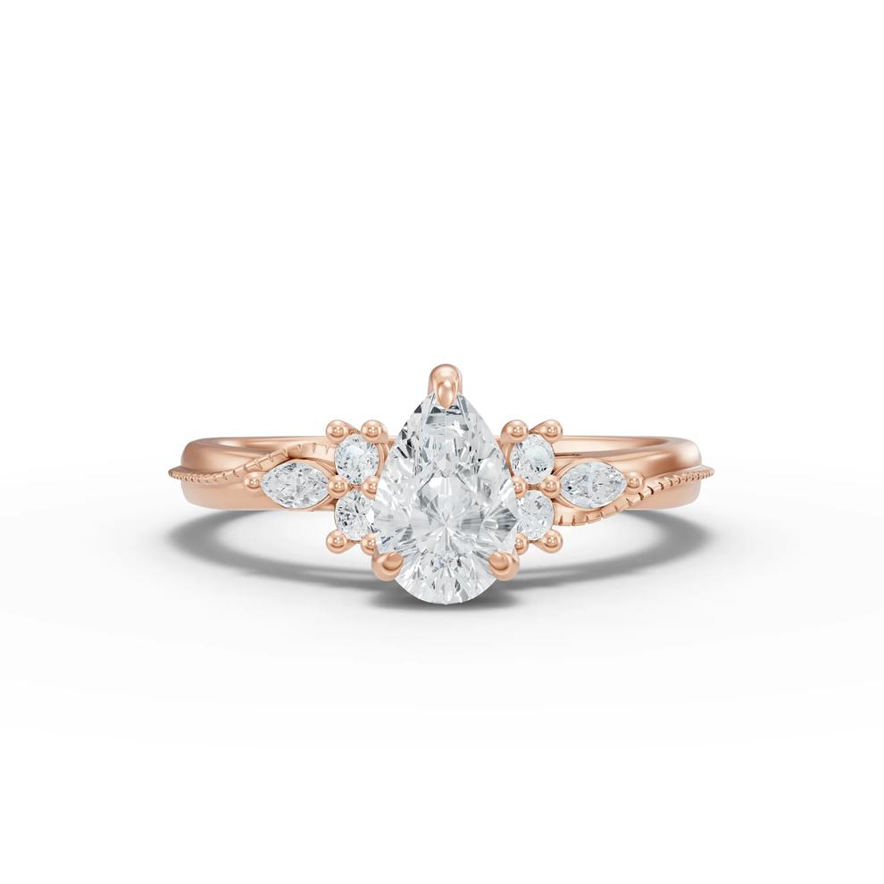Diamond Pear-Shaped Center Engagement Ring in 14K Rose Gold (5/8 ct. tw.) – Image 1 of 4