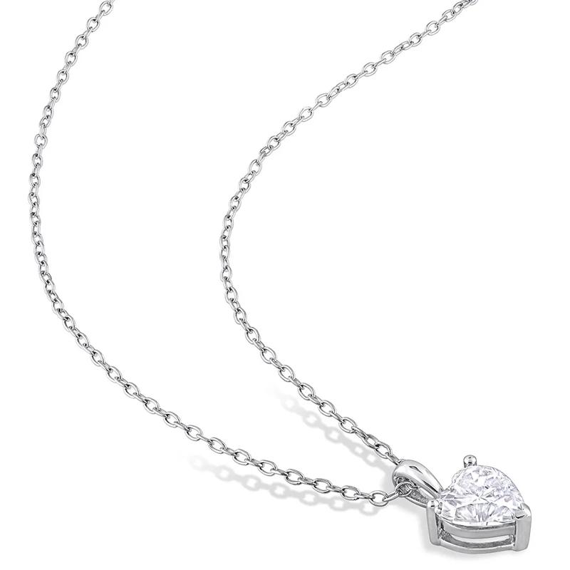 Moissanite Pendant Heart in Sterling Silver &#40;1 ct. dew&#41; – Image 2 of 3