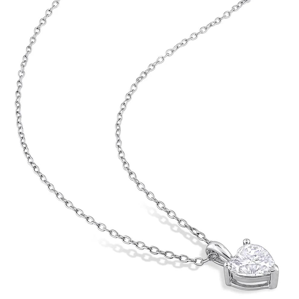 Moissanite Pendant Heart in Sterling Silver (1 ct. dew) – Image 2 of 3