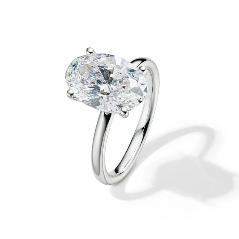 Lab Grown Diamond Oval Solitaire Engagement Ring in Platinum &#40;4 ct.&#41; – Image 4 of 4