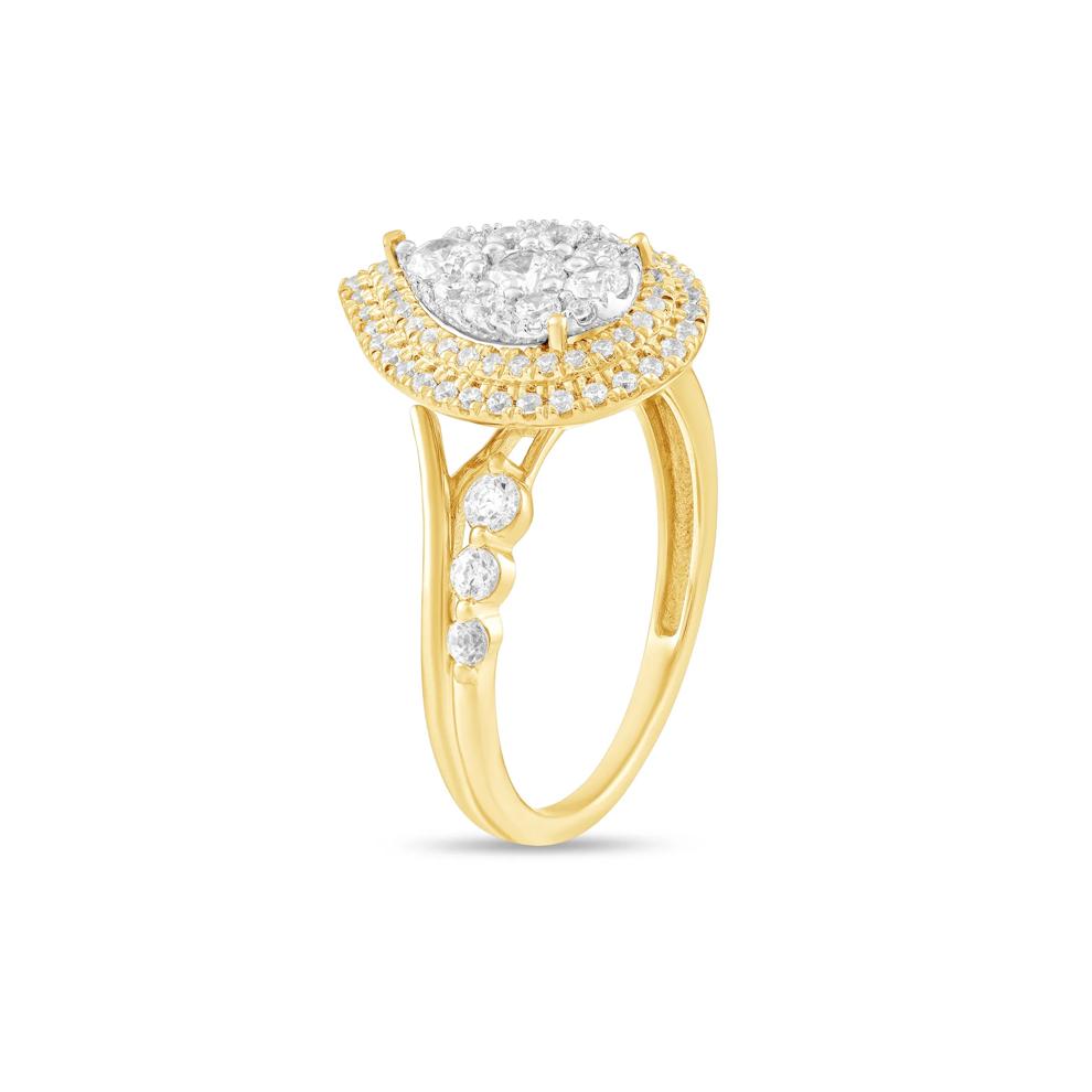 Diamond Pear-Shaped Double Halo Composite Engagement Ring in 10K Yellow &amp; White Gold (1 ct. tw.) – Image 4 of 4