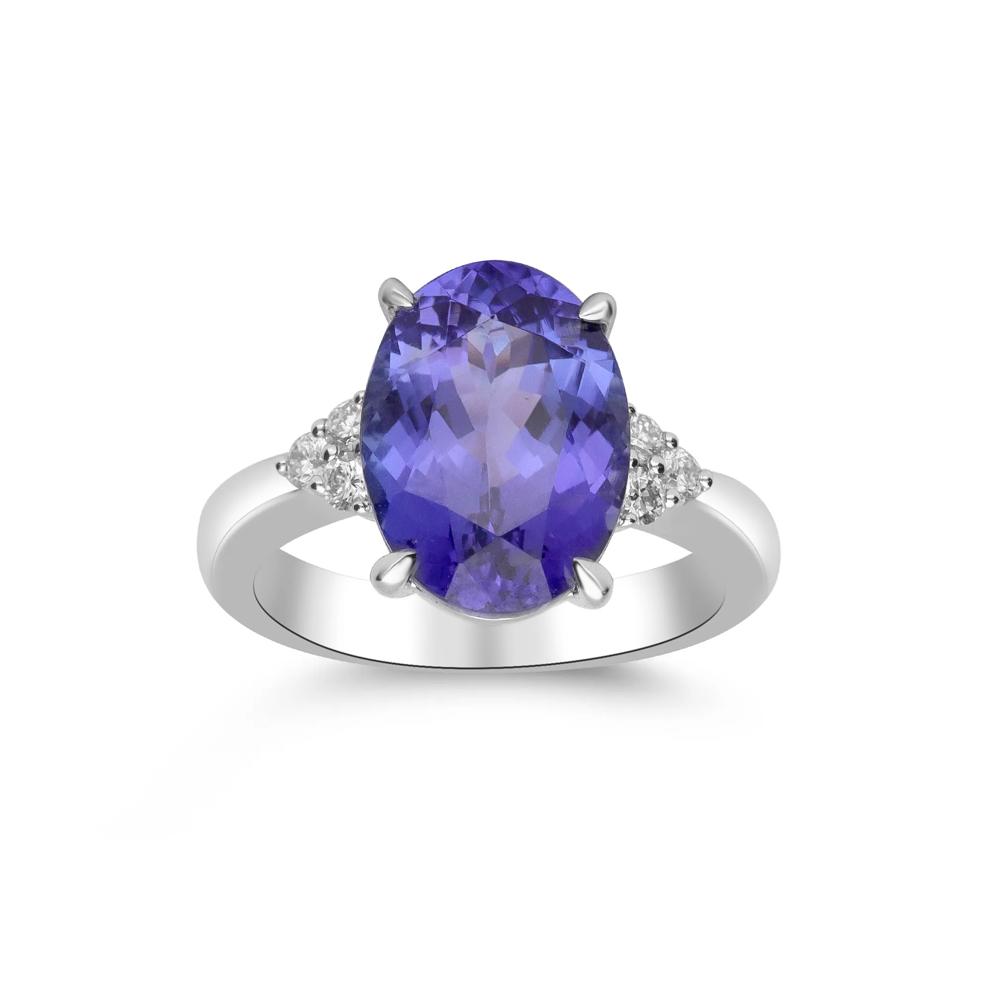 Tanzanite &amp; Diamond Ring in 18K White Gold (1/4 ct. tw.) – Image 4 of 5
