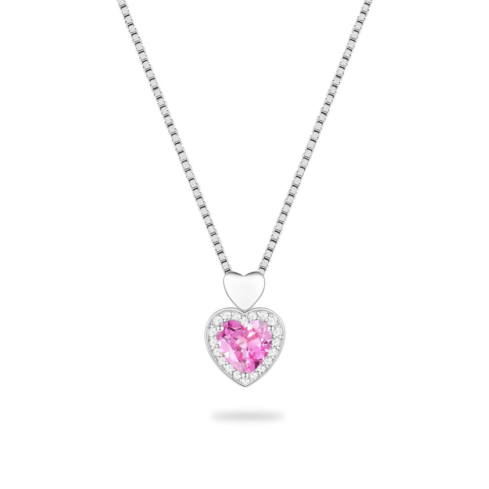 Lab-Created Pink Sapphire &amp; Lab-Created White Sapphire Heart Pendant, Bracelet, &amp; Ring Boxed Set in Sterling Silver – Image 3 of 4